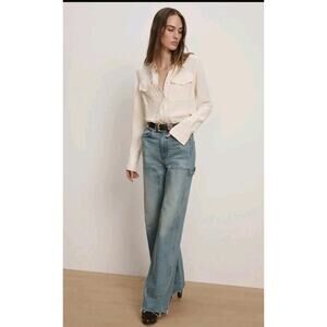 Veronica Beard Taylor Carpenter Wide Leg Jeans With Chaps Size 29